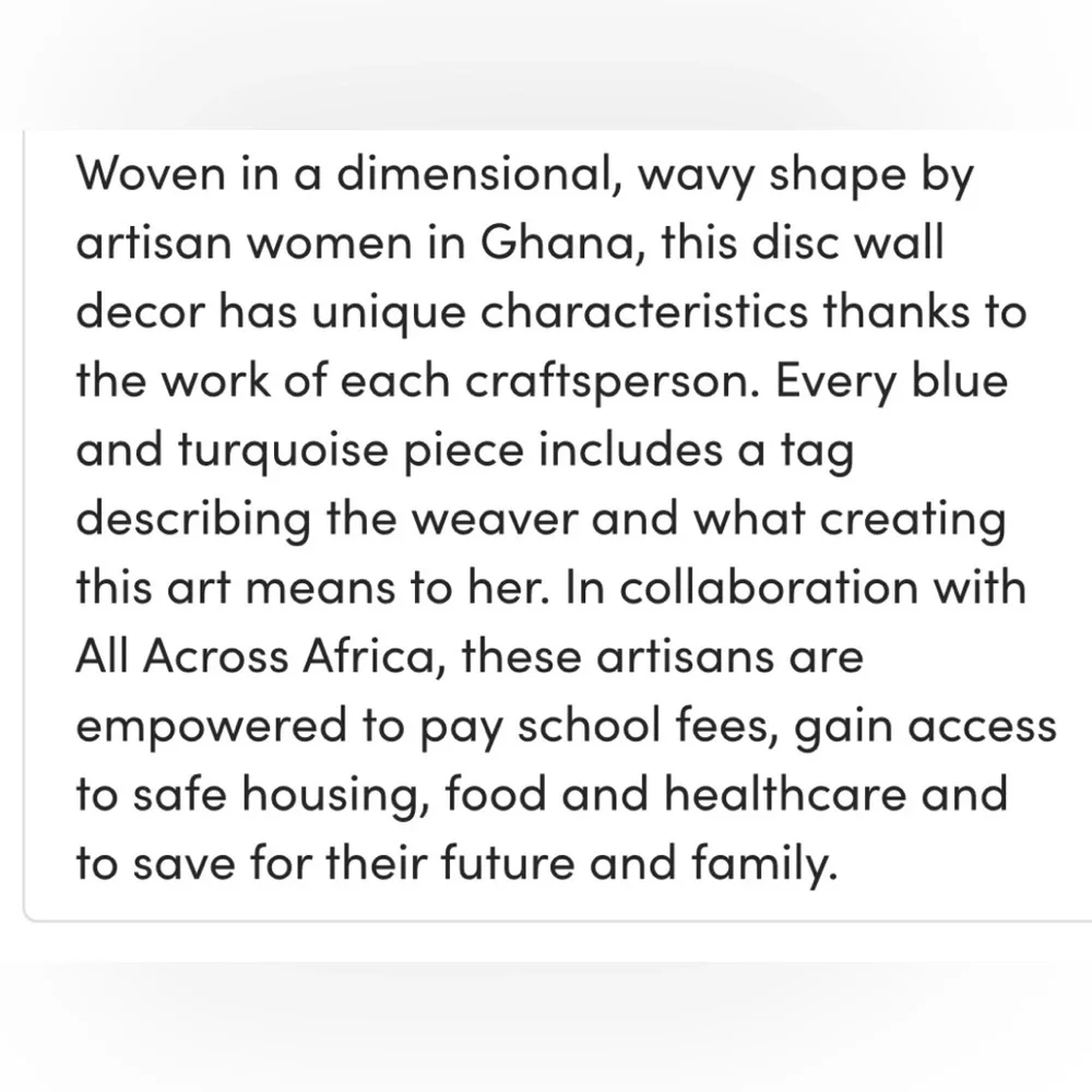 ALL ACROSS AFRICA BLUE WAVY WOVEN DISC WALL DECOR WORLD MARKET